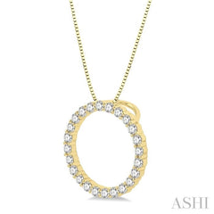 1/2 Ctw Circle of Love Round Cut Diamond Pendant With Chain in 14K Yellow Gold 1/2 Ctw Circle of Love Round Cut Diamond Pendant With Chain in 14K Yellow Gold
