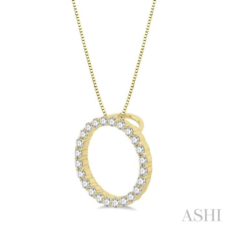1/4 Ctw Circle of Love Round Cut Diamond Pendant With Chain in 14K Yellow Gold 1/4 Ctw Circle of Love Round Cut Diamond Pendant With Chain in 14K Yellow Gold
