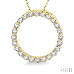 1/4 Ctw Circle of Love Round Cut Diamond Pendant With Chain in 14K Yellow Gold 1/4 Ctw Circle of Love Round Cut Diamond Pendant With Chain in 14K Yellow Gold