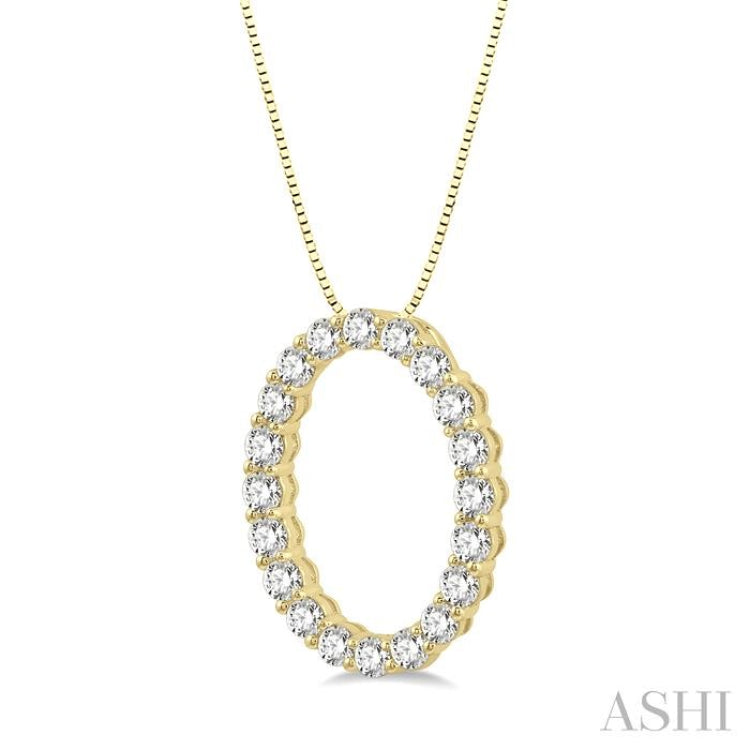 3/4 Ctw Oval Shape Window Round Cut Diamond Pendant With Chain in 14K Yellow Gold 3/4 Ctw Oval Shape Window Round Cut Diamond Pendant With Chain in 14K Yellow Gold