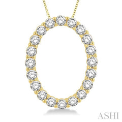 3/4 Ctw Oval Shape Window Round Cut Diamond Pendant With Chain in 14K Yellow Gold 3/4 Ctw Oval Shape Window Round Cut Diamond Pendant With Chain in 14K Yellow Gold