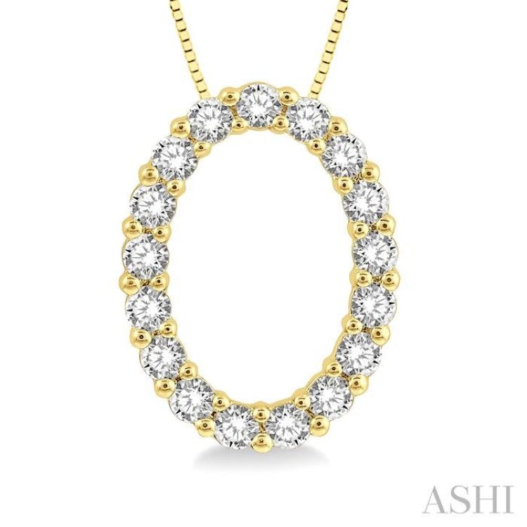 1/4 Ctw Oval Shape Window Round Cut Diamond Pendant With Chain in 14K Yellow Gold 1/4 Ctw Oval Shape Window Round Cut Diamond Pendant With Chain in 14K Yellow Gold
