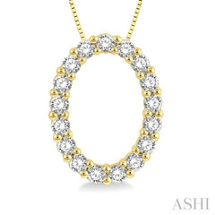 1/4 Ctw Oval Shape Window Round Cut Diamond Pendant With Chain in 14K Yellow Gold 1/4 Ctw Oval Shape Window Round Cut Diamond Pendant With Chain in 14K Yellow Gold