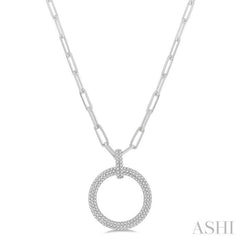 1/2 Ctw Circle Of Love Round Cut Diamond Pendant With Chain in 14K White Gold 1/2 Ctw Circle Of Love Round Cut Diamond Pendant With Chain in 14K White Gold