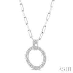 1/2 Ctw Circle Of Love Round Cut Diamond Pendant With Chain in 14K White Gold 1/2 Ctw Circle Of Love Round Cut Diamond Pendant With Chain in 14K White Gold
