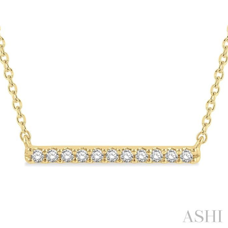 1/8 Ctw Bar Single Cut Diamond Petite Necklace in 10K Yellow Gold 1/8 Ctw Bar Single Cut Diamond Petite Necklace in 10K Yellow Gold