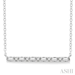 1/6 Ctw Baguette and Round Cut Diamond Petite Bar Necklace in 10K White Gold 1/6 Ctw Baguette and Round Cut Diamond Petite Bar Necklace in 10K White Gold