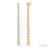 1 1/2 Ctw Round Cut Diamond Riviera Drop Earring in 14K Yellow Gold