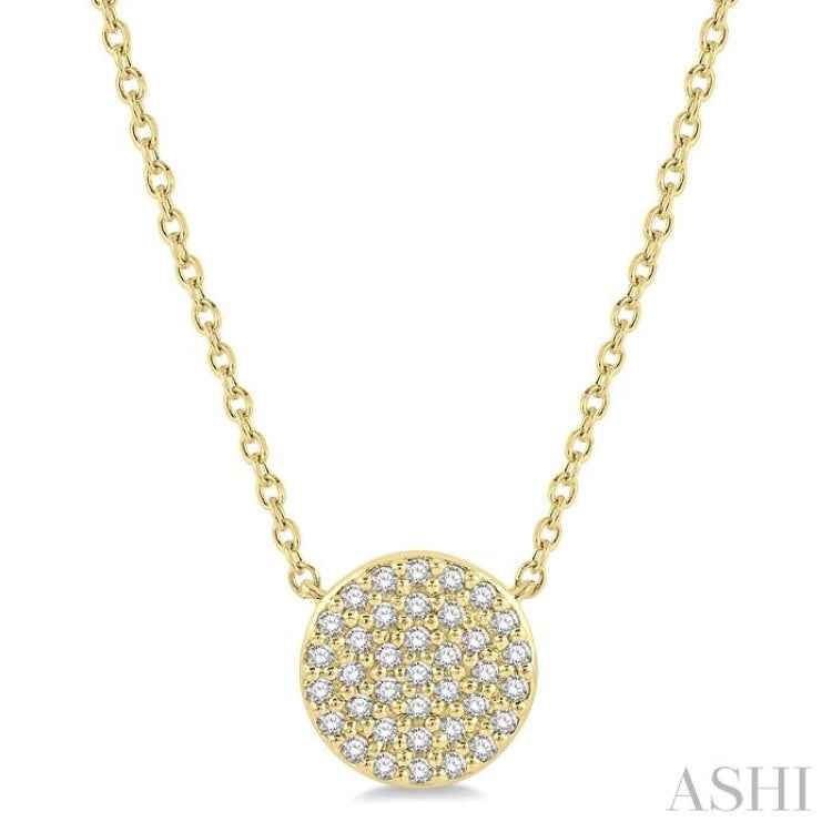 1/6 Ctw Disc Round Cut Diamond Petite Pendant With Chain in 10K Yellow Gold 1/6 Ctw Disc Round Cut Diamond Petite Pendant With Chain in 10K Yellow Gold