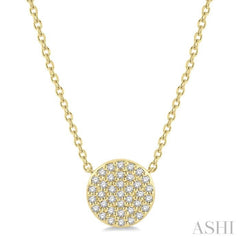 1/6 Ctw Disc Round Cut Diamond Petite Pendant With Chain in 10K Yellow Gold 1/6 Ctw Disc Round Cut Diamond Petite Pendant With Chain in 10K Yellow Gold