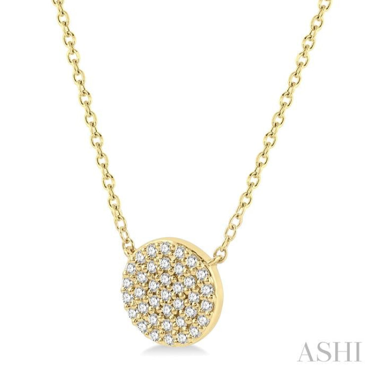 1/6 Ctw Disc Round Cut Diamond Petite Pendant With Chain in 10K Yellow Gold 1/6 Ctw Disc Round Cut Diamond Petite Pendant With Chain in 10K Yellow Gold