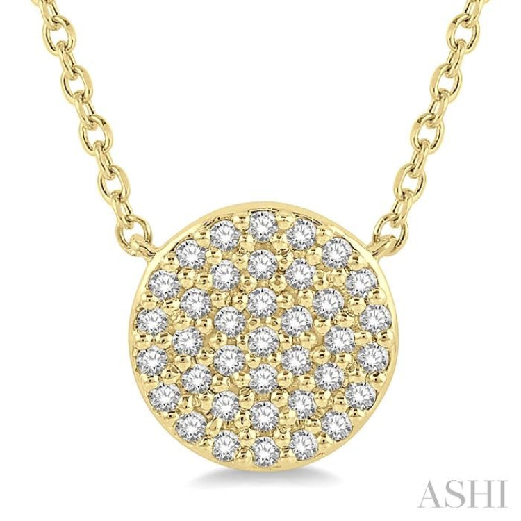 1/6 Ctw Disc Round Cut Diamond Petite Pendant With Chain in 10K Yellow Gold 1/6 Ctw Disc Round Cut Diamond Petite Pendant With Chain in 10K Yellow Gold