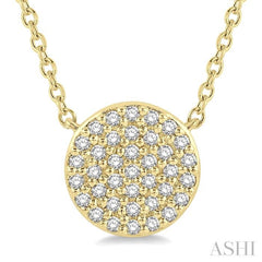 1/6 Ctw Disc Round Cut Diamond Petite Pendant With Chain in 10K Yellow Gold 1/6 Ctw Disc Round Cut Diamond Petite Pendant With Chain in 10K Yellow Gold