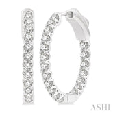 1 ctw Inside-Out Round Cut Diamond Hoop Earrings in 14K White Gold