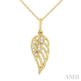 1/20 Ctw Petite Angel Wing Round Cut Diamond Fashion Pendant With Chain in 10K Yellow Gold