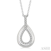 1/10 Ctw Petite Pear Shape Round Cut Diamond Fashion Pendant With Chain in 10K White Gold