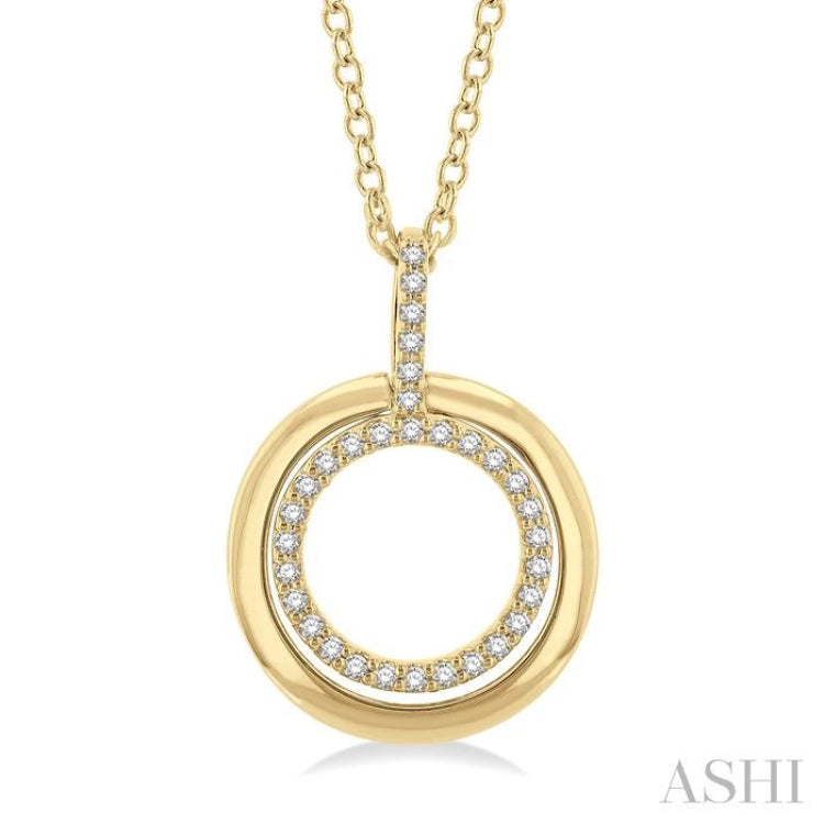1/10 Ctw Petite Twin Circle Round Cut Diamond Fashion Pendant With Chain in 10K Yellow Gold 1/10 Ctw Petite Twin Circle Round Cut Diamond Fashion Pendant With Chain in 10K Yellow Gold