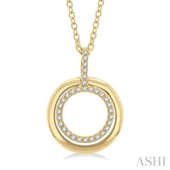 1/10 Ctw Petite Twin Circle Round Cut Diamond Fashion Pendant With Chain in 10K Yellow Gold 1/10 Ctw Petite Twin Circle Round Cut Diamond Fashion Pendant With Chain in 10K Yellow Gold