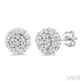 1/5 Ctw Petite Disco Ball Round Cut Diamond Fashion Stud Earring in 10K White Gold