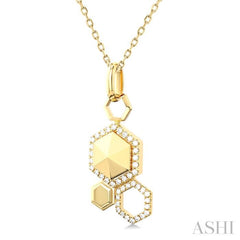 1/4 Ctw Hexagon Motif Single Cut Diamond Fashion Pendant With Chain in 14K Yellow Gold 1/4 Ctw Hexagon Motif Single Cut Diamond Fashion Pendant With Chain in 14K Yellow Gold