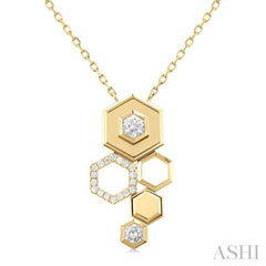 3/8 Ctw Asymmetric Hexagon Motif Round Cut Diamond Fashion Pendant With Chain in 14K Yellow Gold 3/8 Ctw Asymmetric Hexagon Motif Round Cut Diamond Fashion Pendant With Chain in 14K Yellow Gold