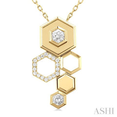 3/8 Ctw Asymmetric Hexagon Motif Round Cut Diamond Fashion Pendant With Chain in 14K Yellow Gold 3/8 Ctw Asymmetric Hexagon Motif Round Cut Diamond Fashion Pendant With Chain in 14K Yellow Gold