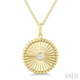 1/20 Ctw Round fluted medallion Round Cut Diamond Pendant With Chain in 10K Yellow Gold