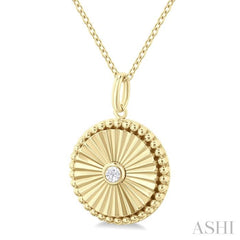 1/20 Ctw Round fluted medallion Round Cut Diamond Pendant With Chain in 10K Yellow Gold 1/20 Ctw Round fluted medallion Round Cut Diamond Pendant With Chain in 10K Yellow Gold