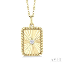 1/20 Ctw Rectangle fluted medallion Round Cut Diamond Pendant With Chain in 10K Yellow Gold 1/20 Ctw Rectangle fluted medallion Round Cut Diamond Pendant With Chain in 10K Yellow Gold