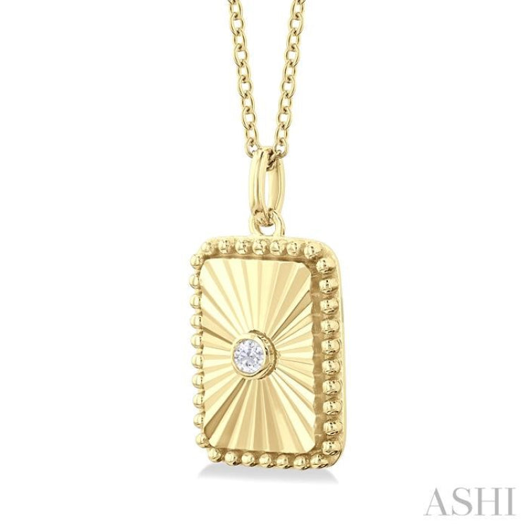 1/20 Ctw Rectangle fluted medallion Round Cut Diamond Pendant With Chain in 10K Yellow Gold 1/20 Ctw Rectangle fluted medallion Round Cut Diamond Pendant With Chain in 10K Yellow Gold