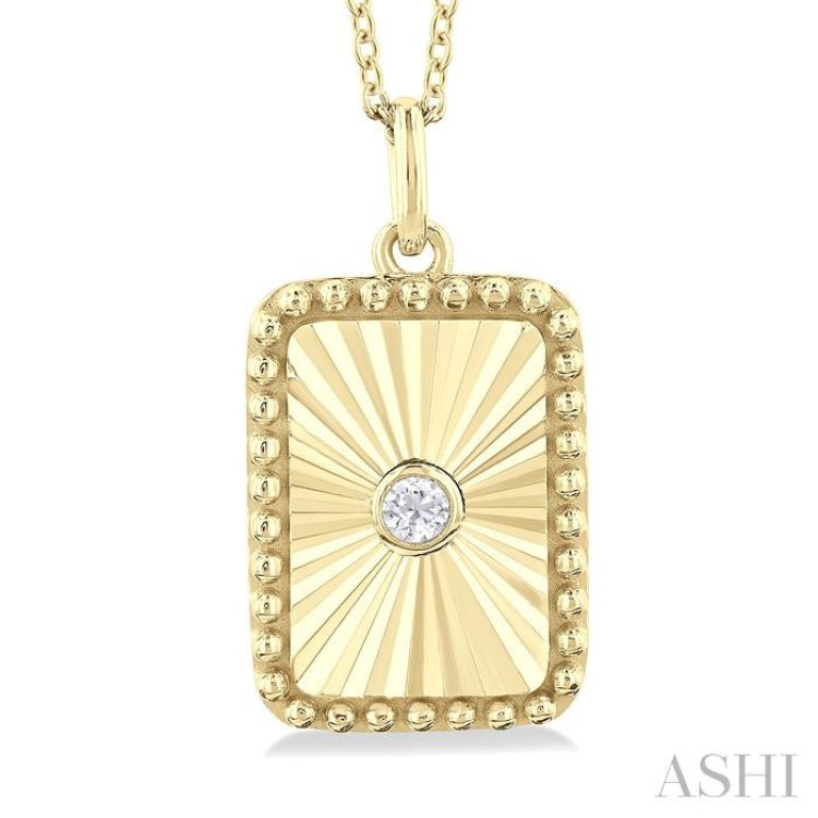 1/20 Ctw Rectangle fluted medallion Round Cut Diamond Pendant With Chain in 10K Yellow Gold 1/20 Ctw Rectangle fluted medallion Round Cut Diamond Pendant With Chain in 10K Yellow Gold