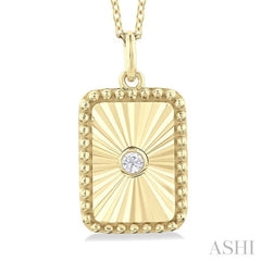1/20 Ctw Rectangle fluted medallion Round Cut Diamond Pendant With Chain in 10K Yellow Gold 1/20 Ctw Rectangle fluted medallion Round Cut Diamond Pendant With Chain in 10K Yellow Gold