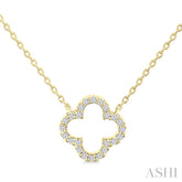 1/8 Ctw Petite Clover Round Cut Diamond Fashion Pendant With Chain in 14K Yellow Gold