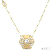 3/8 Ctw Hexagon Shape Round Cut Diamond Fashion Necklace in 14K Yellow Gold