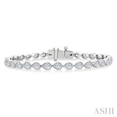 3 1/3 Ctw East-West Bezel Set Pear Cut Diamond Tennis Bracelet in 14K White Gold