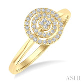 1/6 Ctw Double Halo Round shape Petite Round Cut Diamond Fashion Ring in 10K Yellow Gold