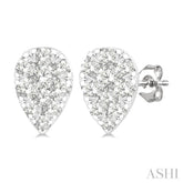 1/6 Ctw Lovebright Petite Pear Shape Round Cut Diamond Fashion Stud Earring in 10K Yellow and White Gold