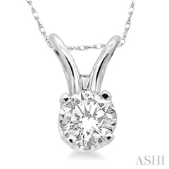 1/6 Ctw Round Cut Diamond Solitaire Pendant in 14K White Gold with Chain 1/6 Ctw Round Cut Diamond Solitaire Pendant in 14K White Gold with Chain