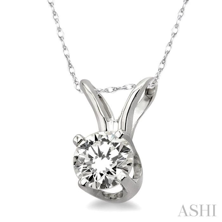 1/6 Ctw Round Cut Diamond Solitaire Pendant in 14K White Gold with Chain 1/6 Ctw Round Cut Diamond Solitaire Pendant in 14K White Gold with Chain