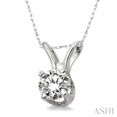 1/6 Ctw Round Cut Diamond Solitaire Pendant in 14K White Gold with Chain 1/6 Ctw Round Cut Diamond Solitaire Pendant in 14K White Gold with Chain