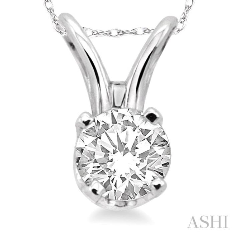 1/6 Ctw Round Cut Diamond Solitaire Pendant in 14K White Gold with Chain 1/6 Ctw Round Cut Diamond Solitaire Pendant in 14K White Gold with Chain