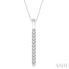 1/5 Ctw Vertical Bar Round Cut Diamond Pendant With Link Chain in 14K White Gold 1/5 Ctw Vertical Bar Round Cut Diamond Pendant With Link Chain in 14K White Gold