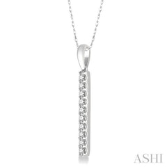 1/5 Ctw Vertical Bar Round Cut Diamond Pendant With Link Chain in 14K White Gold 1/5 Ctw Vertical Bar Round Cut Diamond Pendant With Link Chain in 14K White Gold