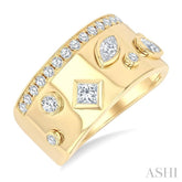 3/4 Ctw Mixed Diamond Cut Fashion Wide Band in 14K Yellow Gold