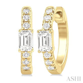 3/8 Ctw Octagon Shape and Round Cut Diamond Fashion Huggie Petite Earrings in 14K Yellow Gold
