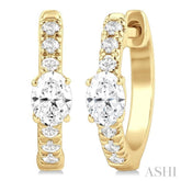 3/8 Ctw Oval Shape and Round Cut Diamond Fashion Huggie Petite Earrings in 14K Yellow Gold