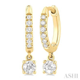 3/8 Ctw Round Shape Round Cut Diamond Fashion Huggie Petite Earrings in 14K Yellow Gold