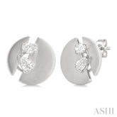 1/2 Ctw Split Circle Oval and Pear Cut Diamond Fashion Stud Earrings in 14K White Gold