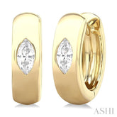 1/4 Ctw Bezel Set Marquise Cut Diamond Fashion Huggie Earrings in 14K Yellow Gold