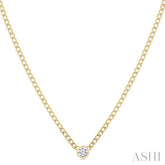 1/5 Ctw Bezel-Set Round Cut Diamond Curb Link Fashion Necklace in 14K Yellow Gold